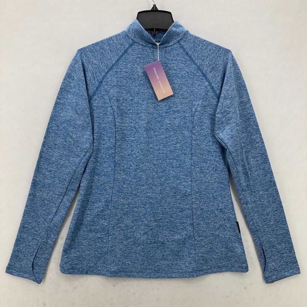 Soneven‎ Blue Heather Quarter-Zip Pullover Women's Medium Stretch Preppy Golf
